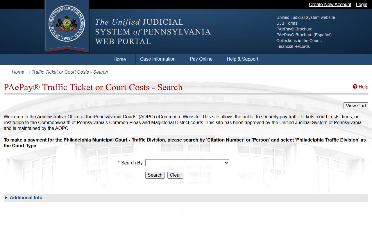 Sullivan County court dockets PAePay traffic and court costs portal