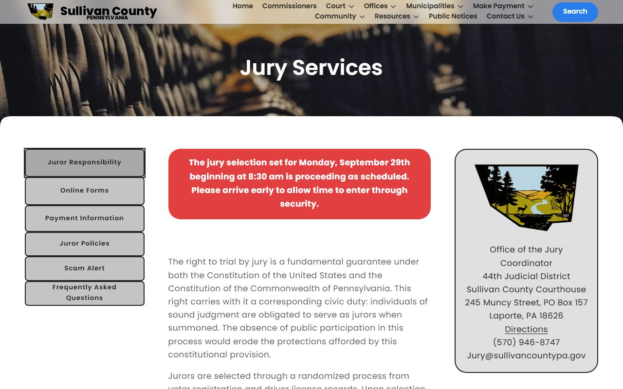 Sullivan County Court jury services