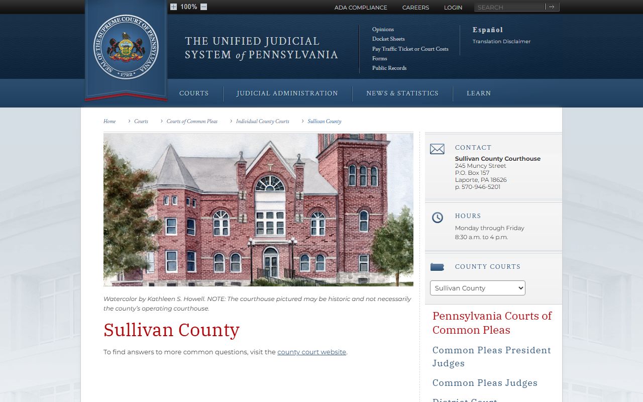 Sullivan County Court UJS county court profile