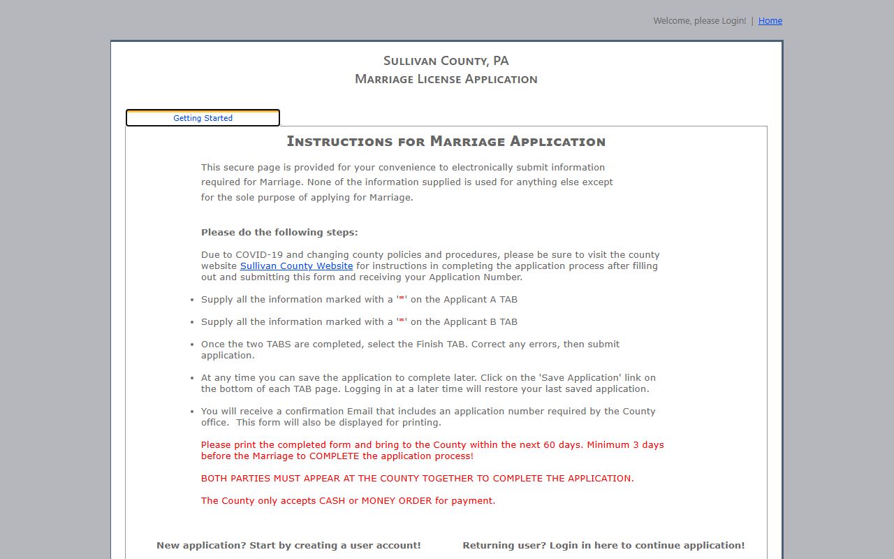 Sullivan County marriage records Landex marriage license application