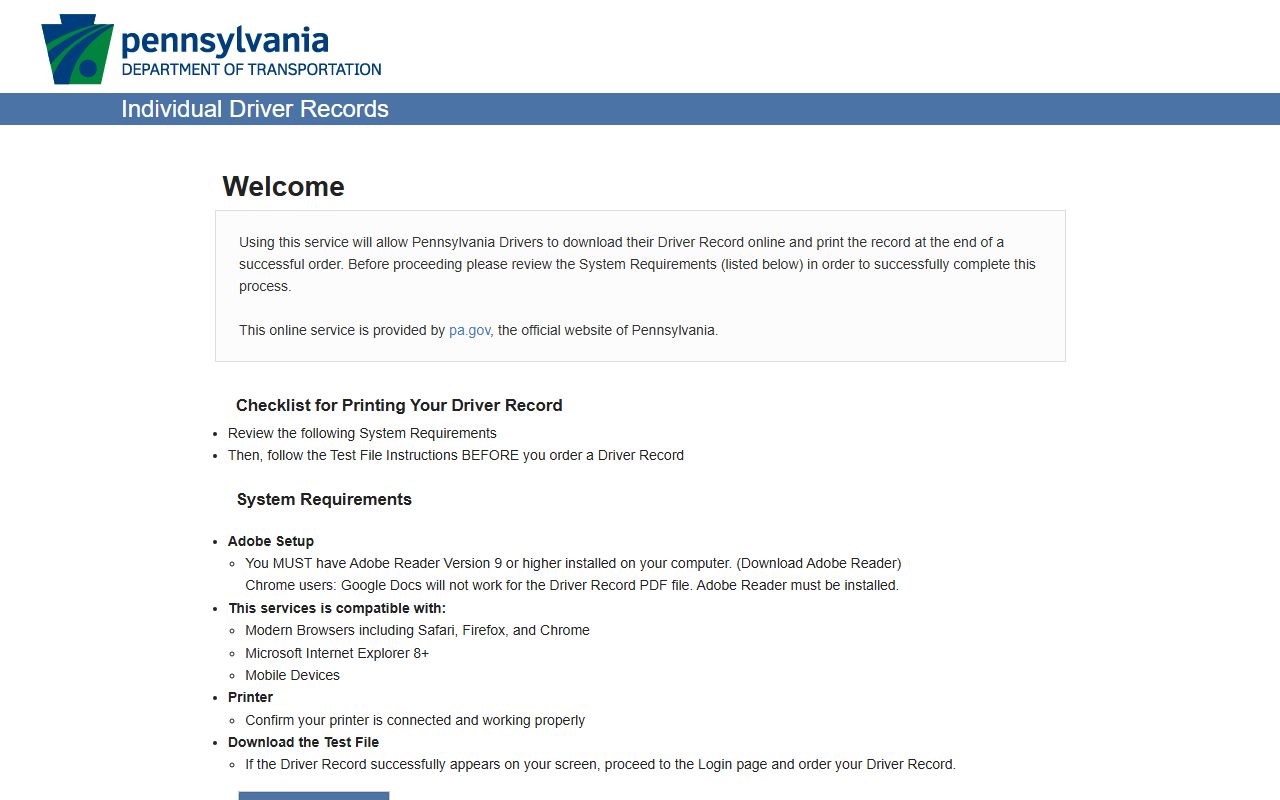 Sullivan County traffic court records PennDOT individual driver records source