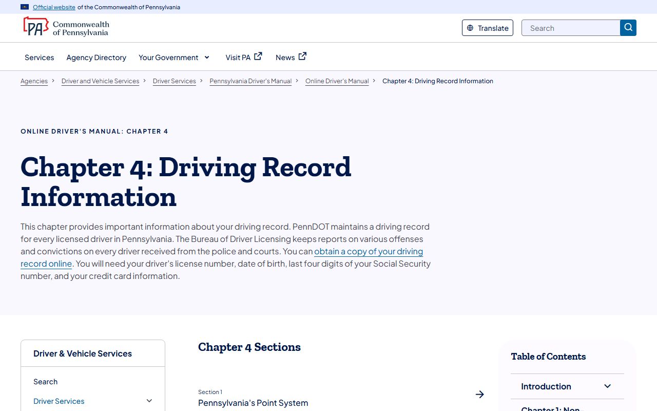 Sullivan County traffic court records PennDOT driver record information source