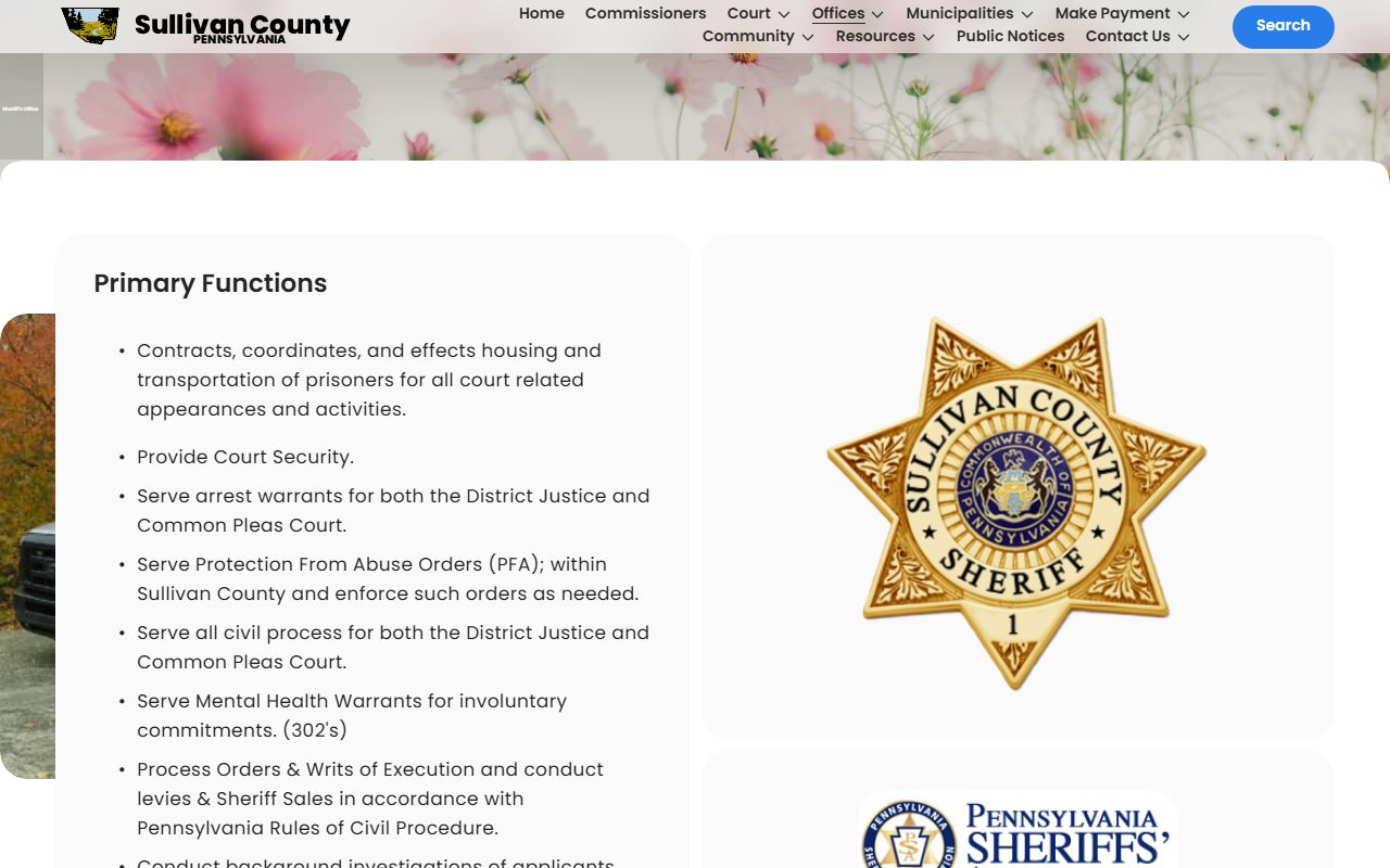 Sullivan County warrant records Sheriff's Office source